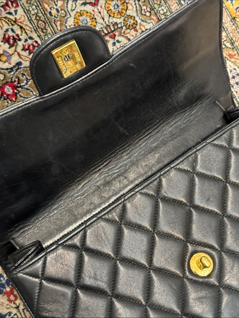 Authentic Vintage CHANEL Black 2 Sided Quilted Shoulder Bag with Gold Chain - Picture 14 of 17